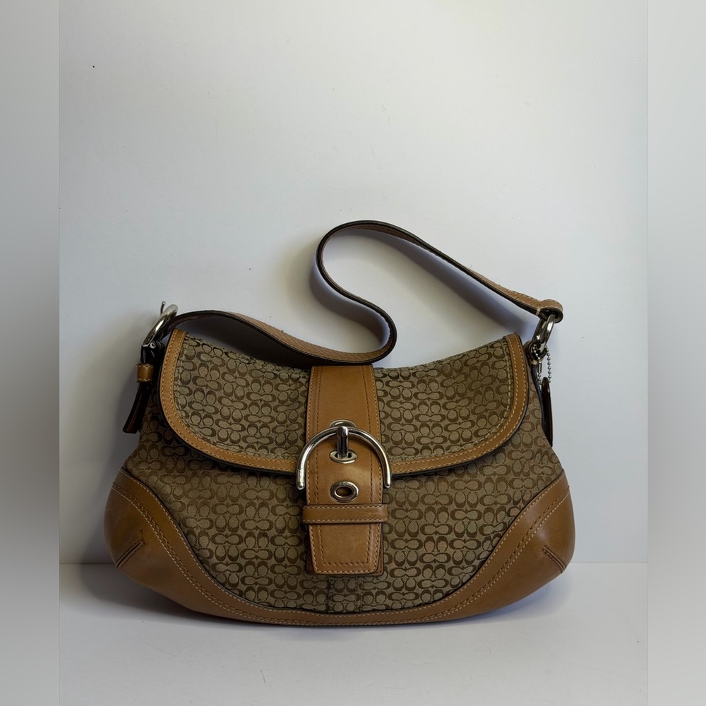 Coach Y2K SoHo Tan Signature Monogram C Canvas/Leather Shoulder Bag